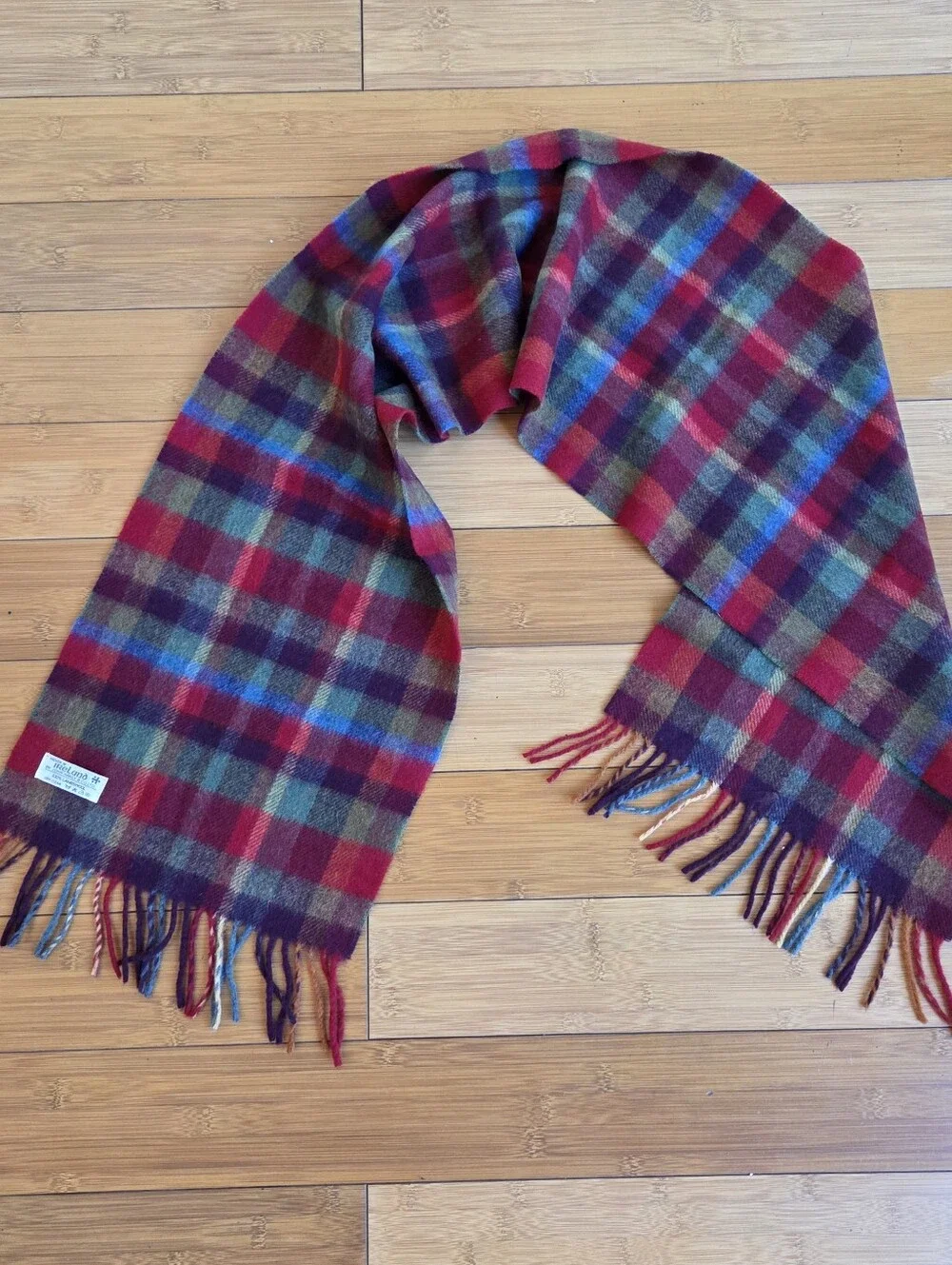 John Hanley Irish Lambswool Plaid Tartan Fall Autumn UNISEX NWOT 12x74